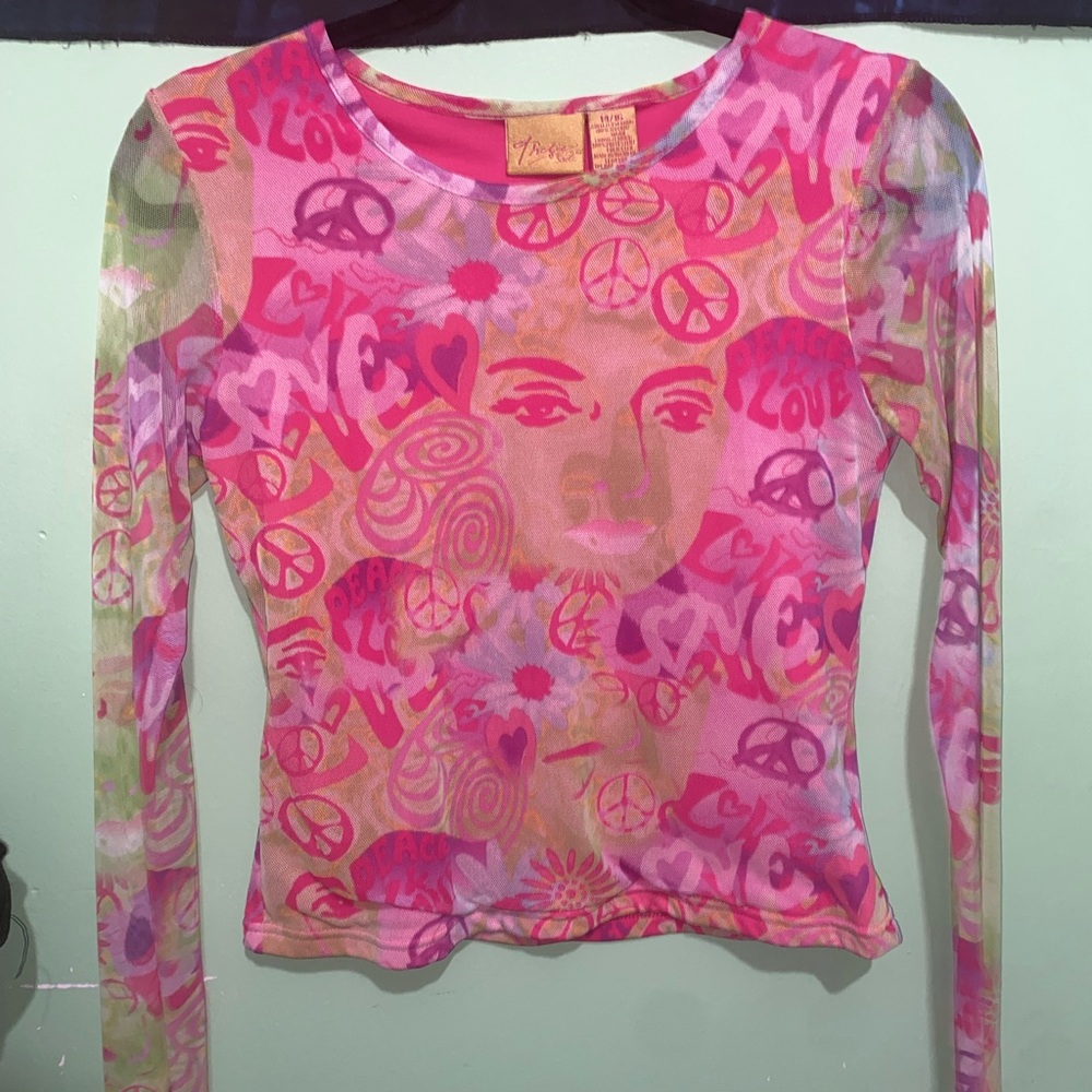 Hippie Mesh rainbow top w/ Pink Lining (Size 14/16)